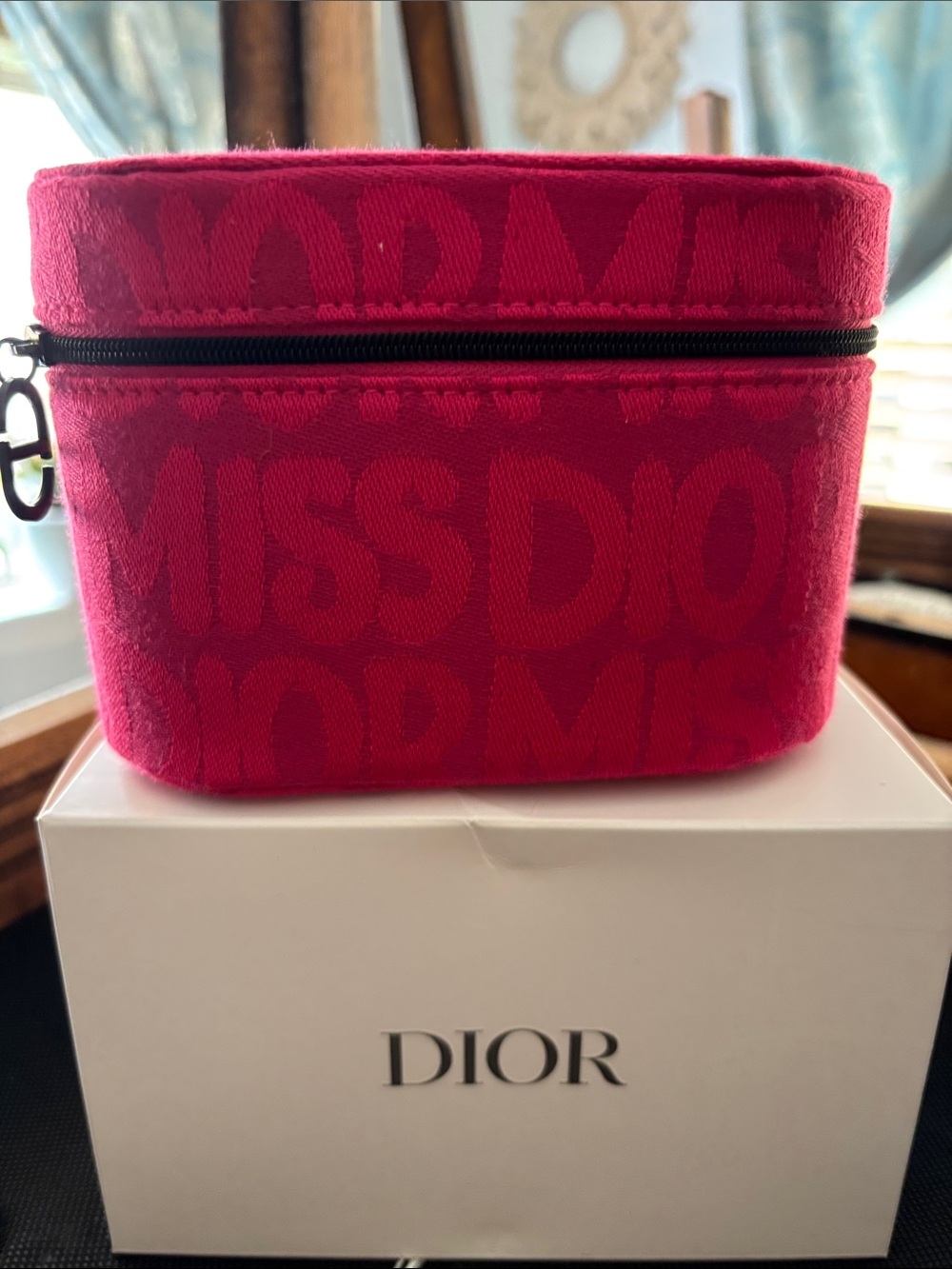 Dior Hot Pink Jacquard Travel Vanity Case